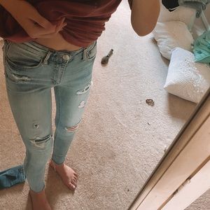 distressed high rise aeropostale jeans jegging 00